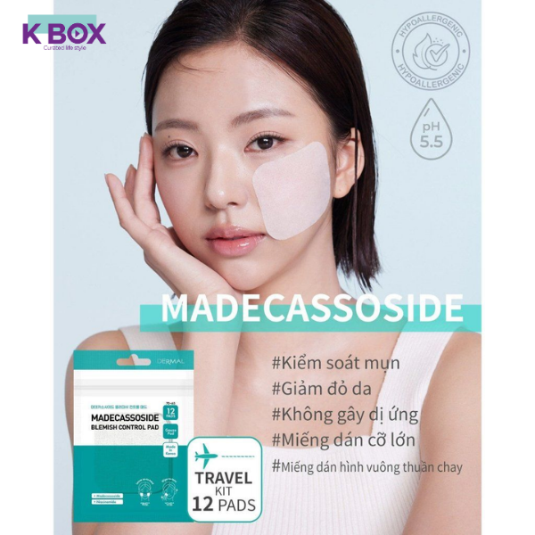 Toner Pad Dermal Madecassoside Blemish Làm Dịu Da Mụn, Giảm Đỏ, Cấp Ẩm Và Phục Hồi Da - Gói 12 Miếng