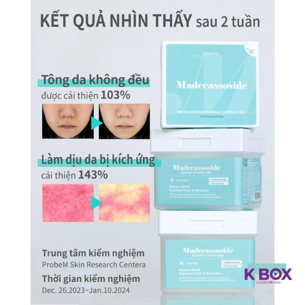 Toner Pad Dermal Madecassoside Blemish Làm Dịu Da Mụn, Giảm Đỏ, Cấp Ẩm Và Phục Hồi Da - Gói 12 Miếng
