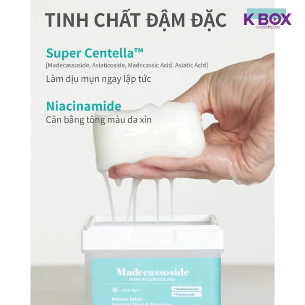 Toner Pad Madecassoside Hộp 120 Miếng Với Chiết Xuất Rau Má Làm Dịu Da, Phục Hồi, Giảm Kích Ứng