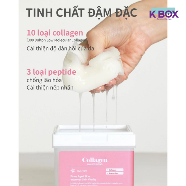Toner Pad Dermal Collagen Moisture Giúp Dưỡng Ẩm, Căng Bóng, Săn Chắc, Chống Lão Hóa Da - Gói 12 miếng