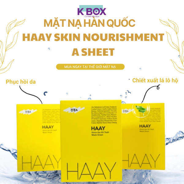 Mặt Nạ HAAY A Sheet Mask Hộp 10 Miếng - Cấp Ẩm Chuyên Sâu, Hỗ Trợ Phục Hồi Độ Đàn Hồi Da