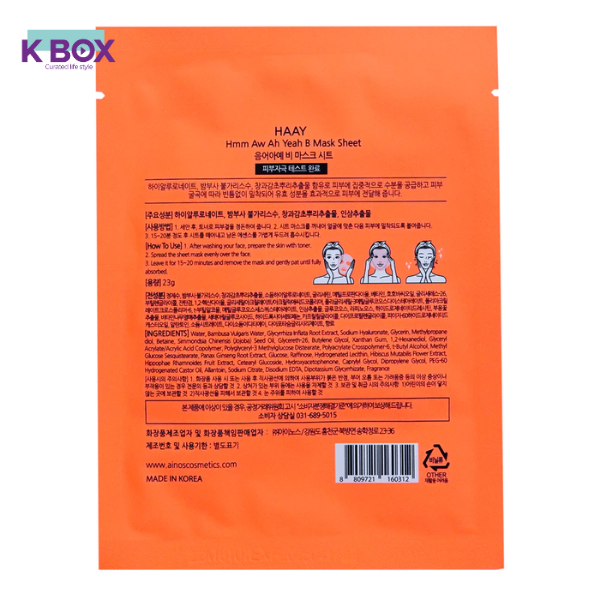 Mặt Nạ HAAY B Sheet Mask Từ Nước Tre Bambusa & Cam Thảo – Cấp Ẩm Chuyên Sâu Cho Da Khô, Làm Dịu, Làm Sáng Da