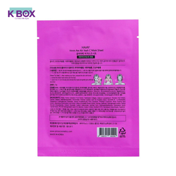Mặt Nạ Haay Hmm Aw Ah Yeah C  Sheet Mask  - Sáng Da, Cấp Ẩm, Tăng Đàn Hồi Chống Lão Hóa Với & Collagen