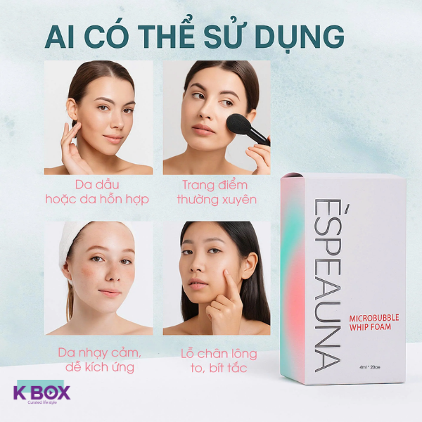 Bọt Rửa Mặt Siêu Mịn Espeauna Microbubble Whip Foam 4ml x 20 gói - Làm Sạch Sâu Dịu Nhẹ Cho Da Nhạy Cảm