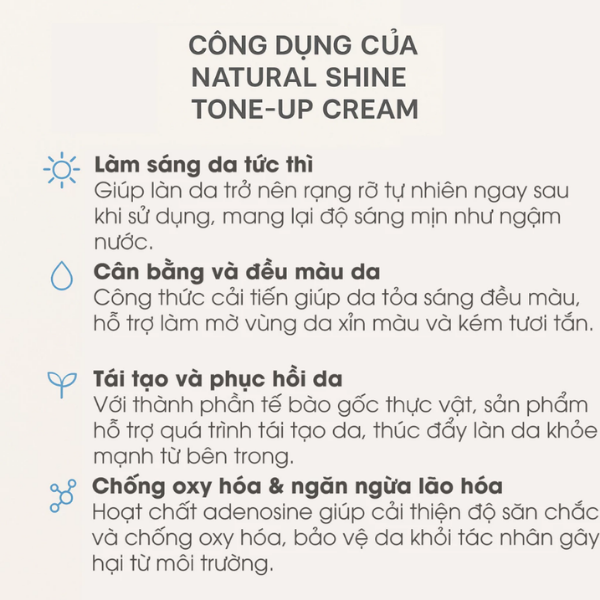 Kem Dưỡng Sáng Nâng Tông Espeauna Natural Shine Tone-Up Cream 40ml – Làm Sáng Sa, Dưỡng Ẩm, Đều Màu Tự Nhiên