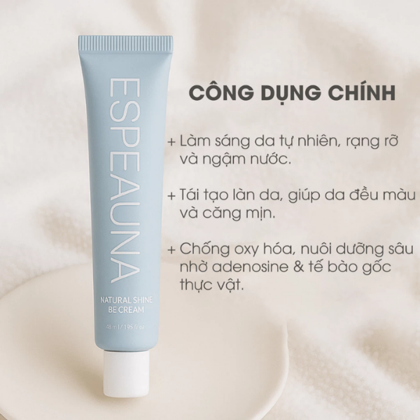 Kem Dưỡng Sáng Nâng Tông Espeauna Natural Shine Tone-Up Cream 40ml – Làm Sáng Sa, Dưỡng Ẩm, Đều Màu Tự Nhiên