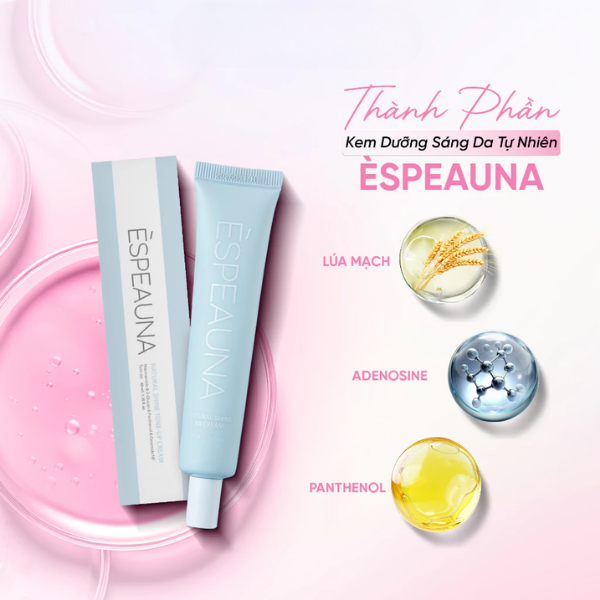 Kem Dưỡng Sáng Nâng Tông Espeauna Natural Shine Tone-Up Cream 40ml – Làm Sáng Sa, Dưỡng Ẩm, Đều Màu Tự Nhiên