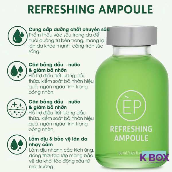 Serum Làm Mát Espeauna Refreshing Ampoule – Tinh Chất Làm Dịu Da Tức Thì, Cấp Ẩm Sâu, Kiểm Soát Dầu Và Phục Hồi
