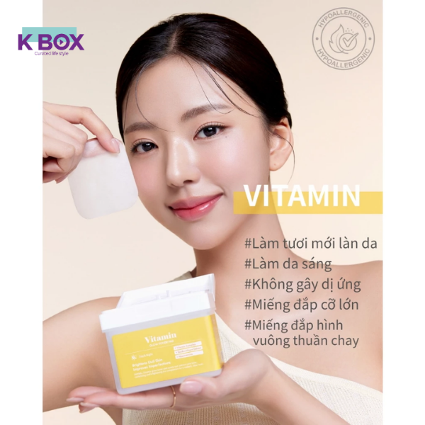 Toner Pad Dermal Vitamin Glow Hộp 120 Miếng Với Phức Hợp 11 Vitamin - Dưỡng Sáng Da, Mờ Thâm, Thuần Chay, Dịu Nhẹ Cho Da Nhạy Cảm