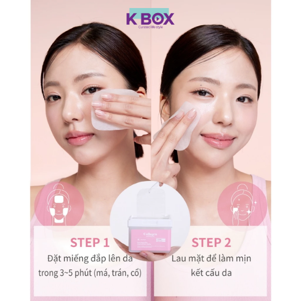 Toner Pad Dermal Collagen Moistfull Hộp 120 Miếng - Dưỡng ẩm, Ngừa lão hóa, Giảm nếp nhăn,Tăng đàn hồi