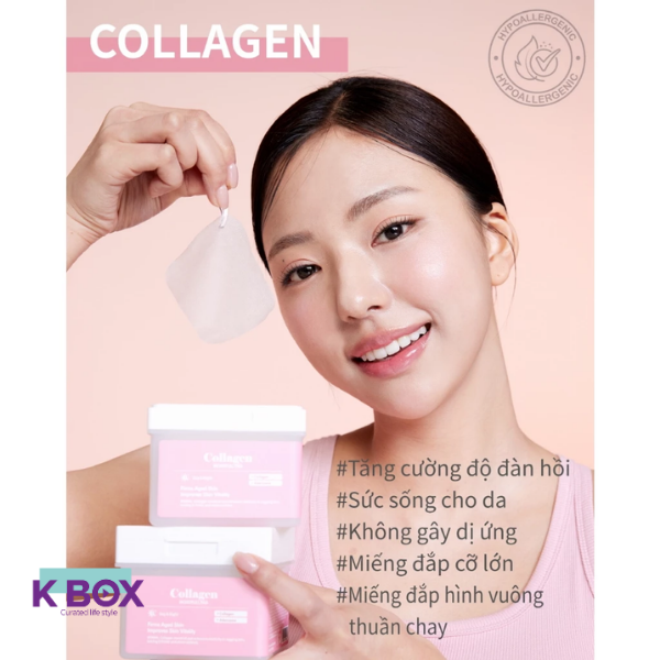 Toner Pad Dermal Collagen Moistfull Hộp 120 Miếng - Dưỡng ẩm, Ngừa lão hóa, Giảm nếp nhăn,Tăng đàn hồi