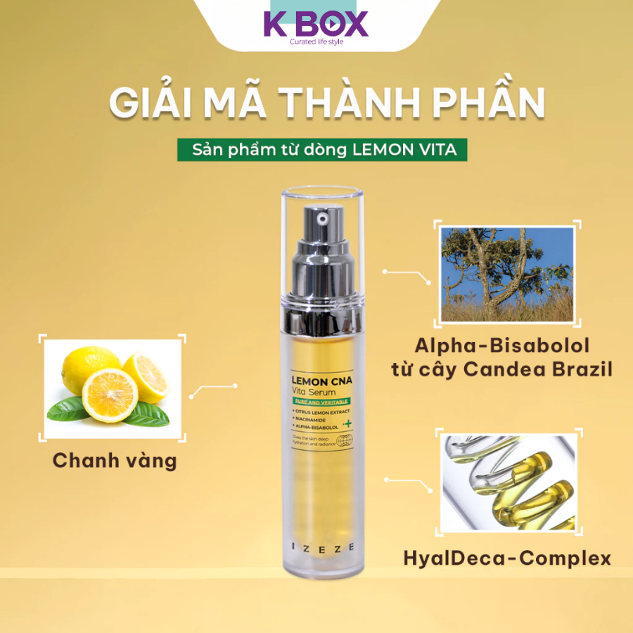 Izeze Lemon CNA Vita Serum – Sáng Da, Cấp Ẩm, Hỗ Trợ Đều Màu Da