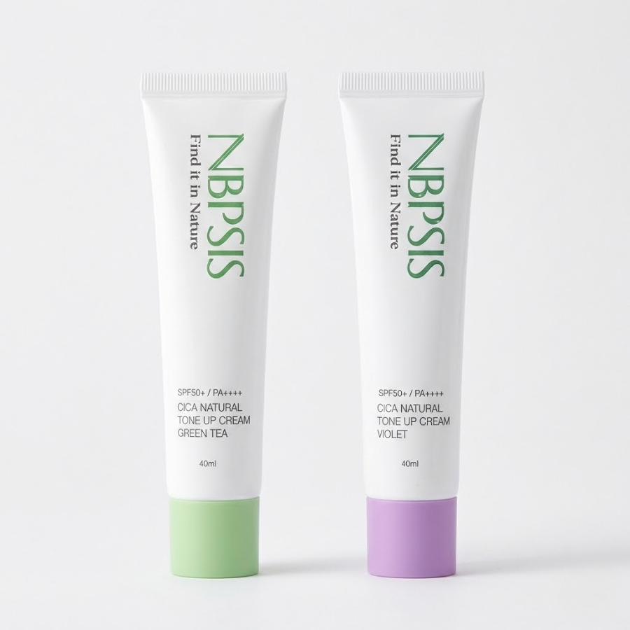 Nbpsis Cica Natural Tone Up Cream Green Tea, Violet – Kem chống nắng nâng tông da tự nhiên Cica làm dịu và dưỡng da