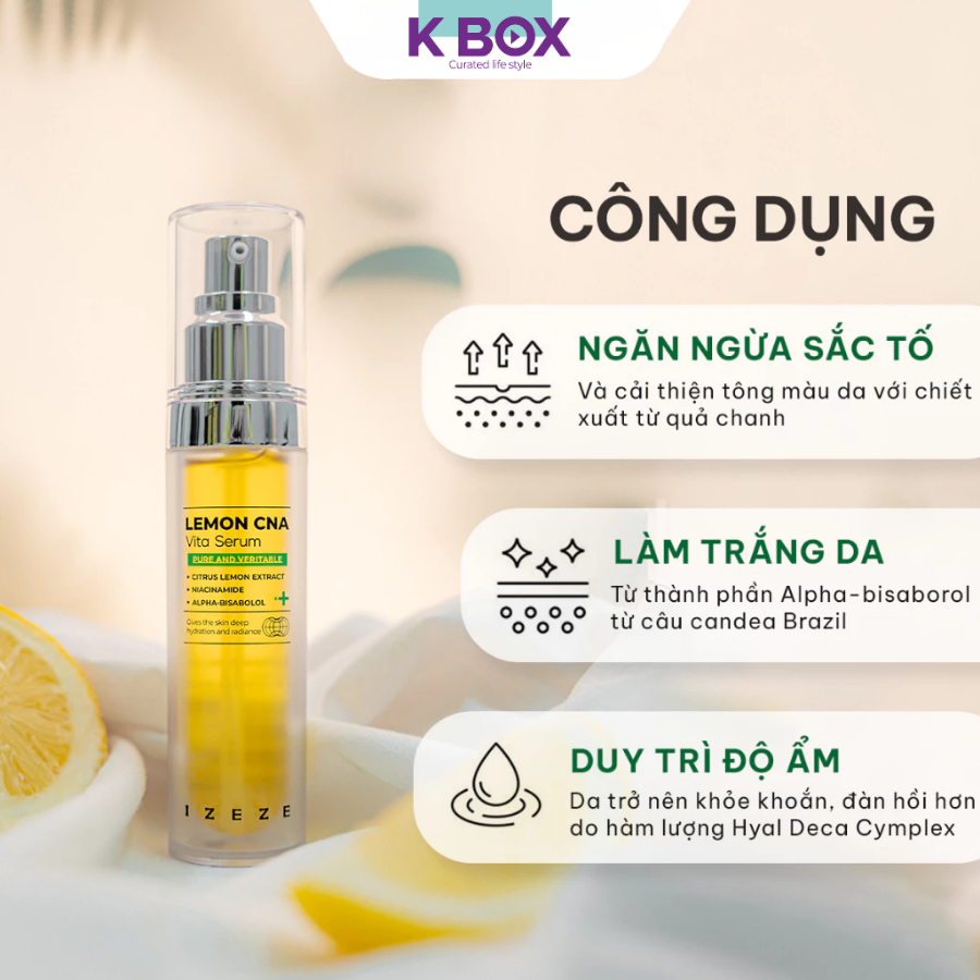 Izeze Lemon CNA Vita Serum – Sáng Da, Cấp Ẩm, Hỗ Trợ Đều Màu Da