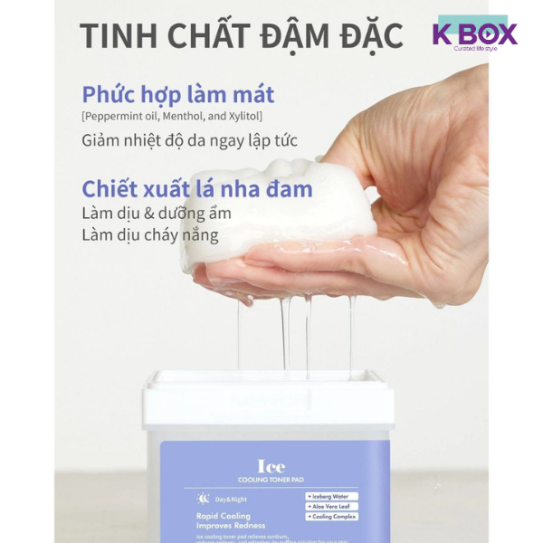 Toner Pad Dermal Ice Cooling Hộp 120 Miếng - Toner Pad Làm Mát Tức Thì, Làm Dịu Da & Cấp Ẩm