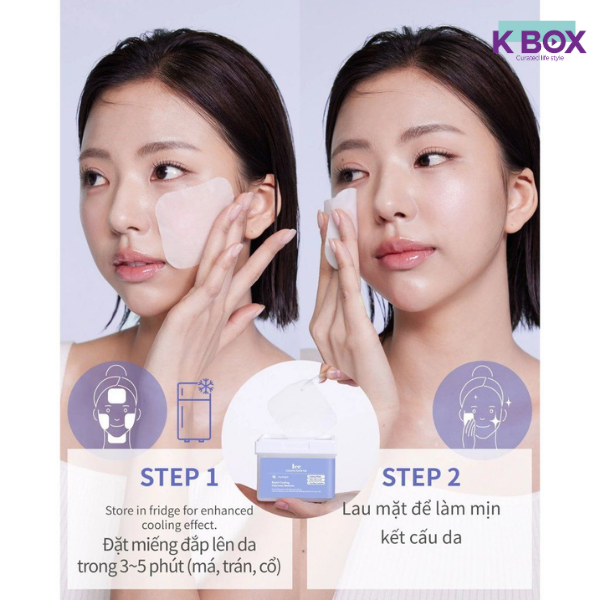Toner Pad Dermal Ice Cooling Làm Dịu Da, Làm Mát Tức Thì, Thuần Chay An Toàn - Gói 12 Miếng