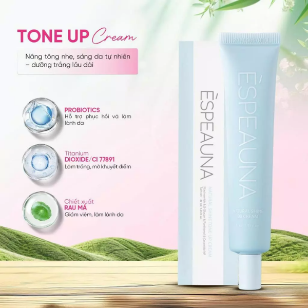 Kem Dưỡng Sáng Nâng Tông Espeauna Natural Shine Tone-Up Cream 40ml – Làm Sáng Sa, Dưỡng Ẩm, Đều Màu Tự Nhiên