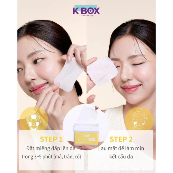 Toner Pad Dermal Vitamin Glow Hộp 120 Miếng Với Phức Hợp 11 Vitamin - Dưỡng Sáng Da, Mờ Thâm, Thuần Chay, Dịu Nhẹ Cho Da Nhạy Cảm