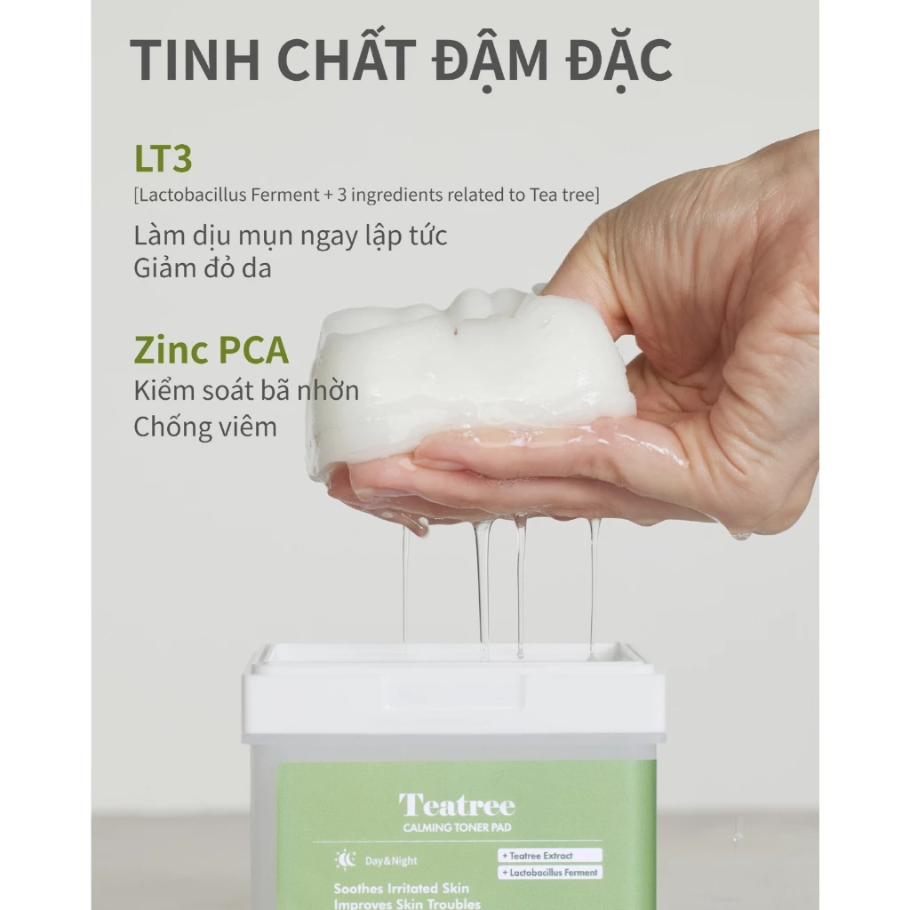 Toner Pad Dermal Teatree Calming Tràm Trà Làm Dịu Da Mụn, Giảm Đỏ, Kiểm Soát Dầu Hiệu Quả - Gói 12 miếng