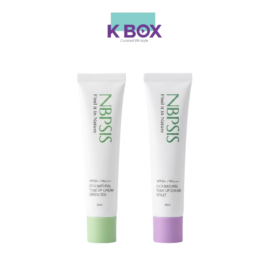 Nbpsis Cica Natural Tone Up Cream Green Tea, Violet – Kem chống nắng nâng tông da tự nhiên Cica làm dịu và dưỡng da
