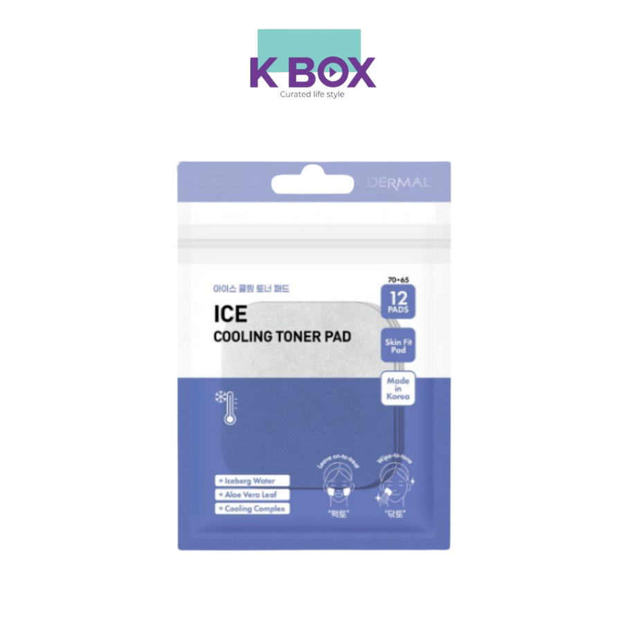 Toner Pad Dermal Ice Cooling Làm Dịu Da, Làm Mát Tức Thì, Thuần Chay An Toàn - Gói 12 Miếng