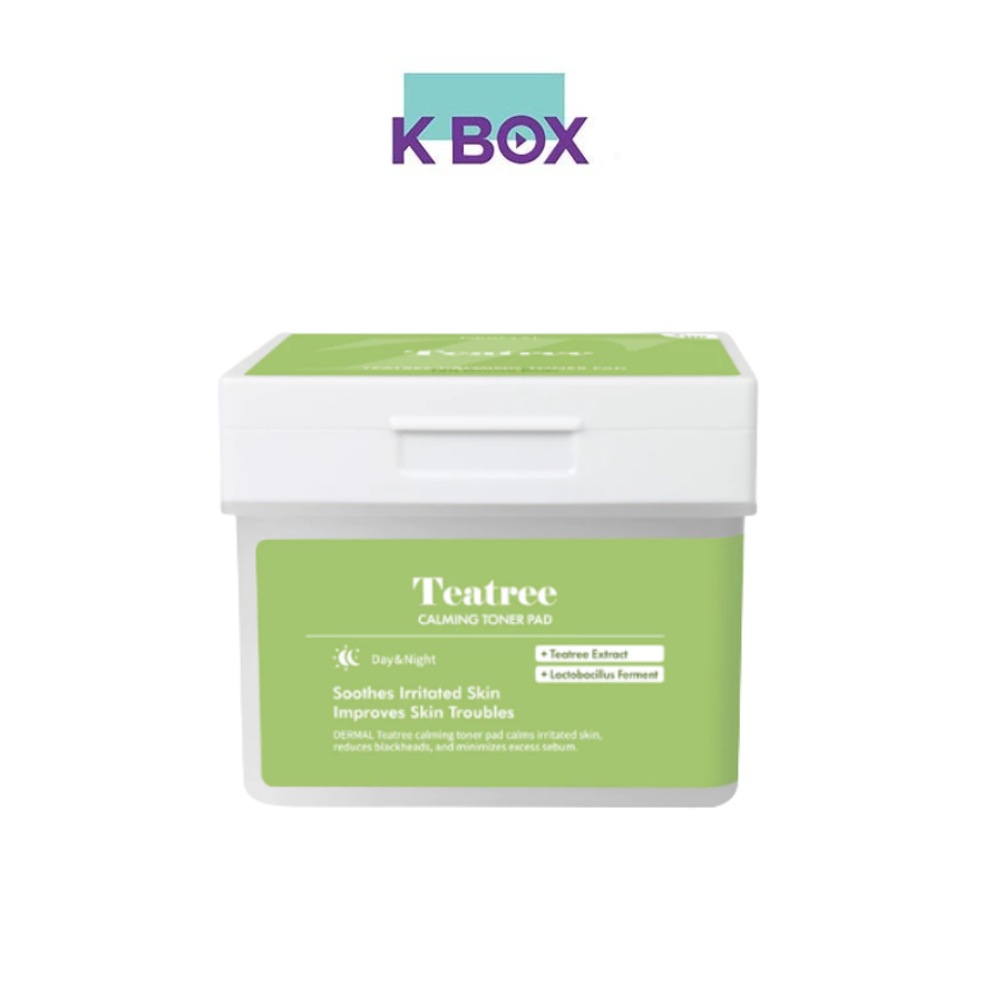 Toner Pad Dermal Teatree Calming Hộp 120 Miếng - Toner Pad Tràm Trà Làm Dịu Da, Giảm Mụn, Kiểm Soát Dầu & Mụn Hiệu Quả