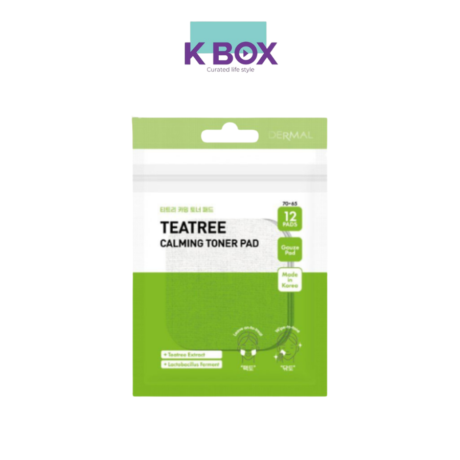 Toner Pad Dermal Teatree Calming Tràm Trà Làm Dịu Da Mụn, Giảm Đỏ, Kiểm Soát Dầu Hiệu Quả - Gói 12 miếng