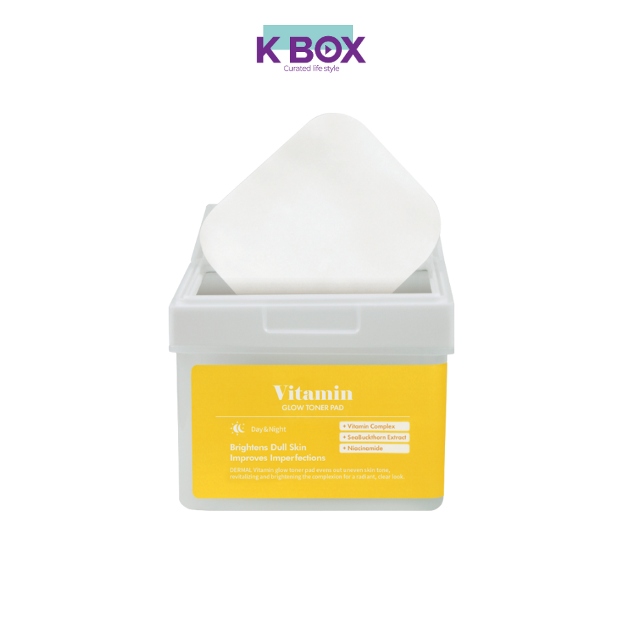 Toner Pad Dermal Vitamin Glow Hộp 120 Miếng Với Phức Hợp 11 Vitamin - Dưỡng Sáng Da, Mờ Thâm, Thuần Chay, Dịu Nhẹ Cho Da Nhạy Cảm