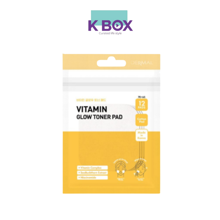 Toner Pad Vitamin Glow Dưỡng Ẩm, Làm Sáng, Mờ Thâm Và Se Khít Lỗ Chân Lông -  Gói 12 miếng